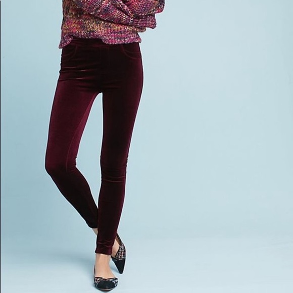 Sanctuary Anthro gilla wine velour leggings small - Picture 2 of 8